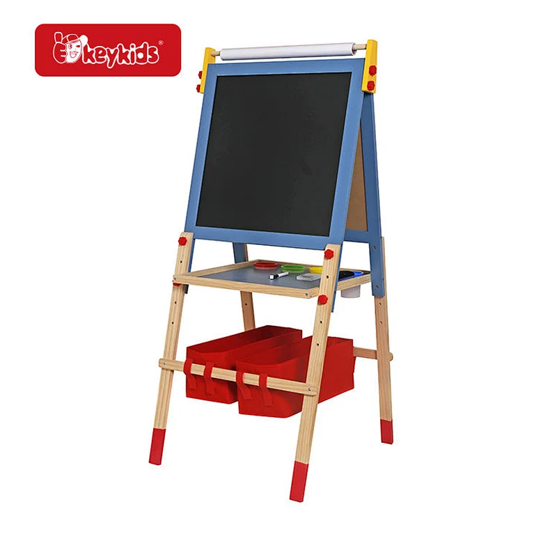Double-Sided Adjustable Chalkboard & Whiteboard Wooden Easel for Kids W12B275